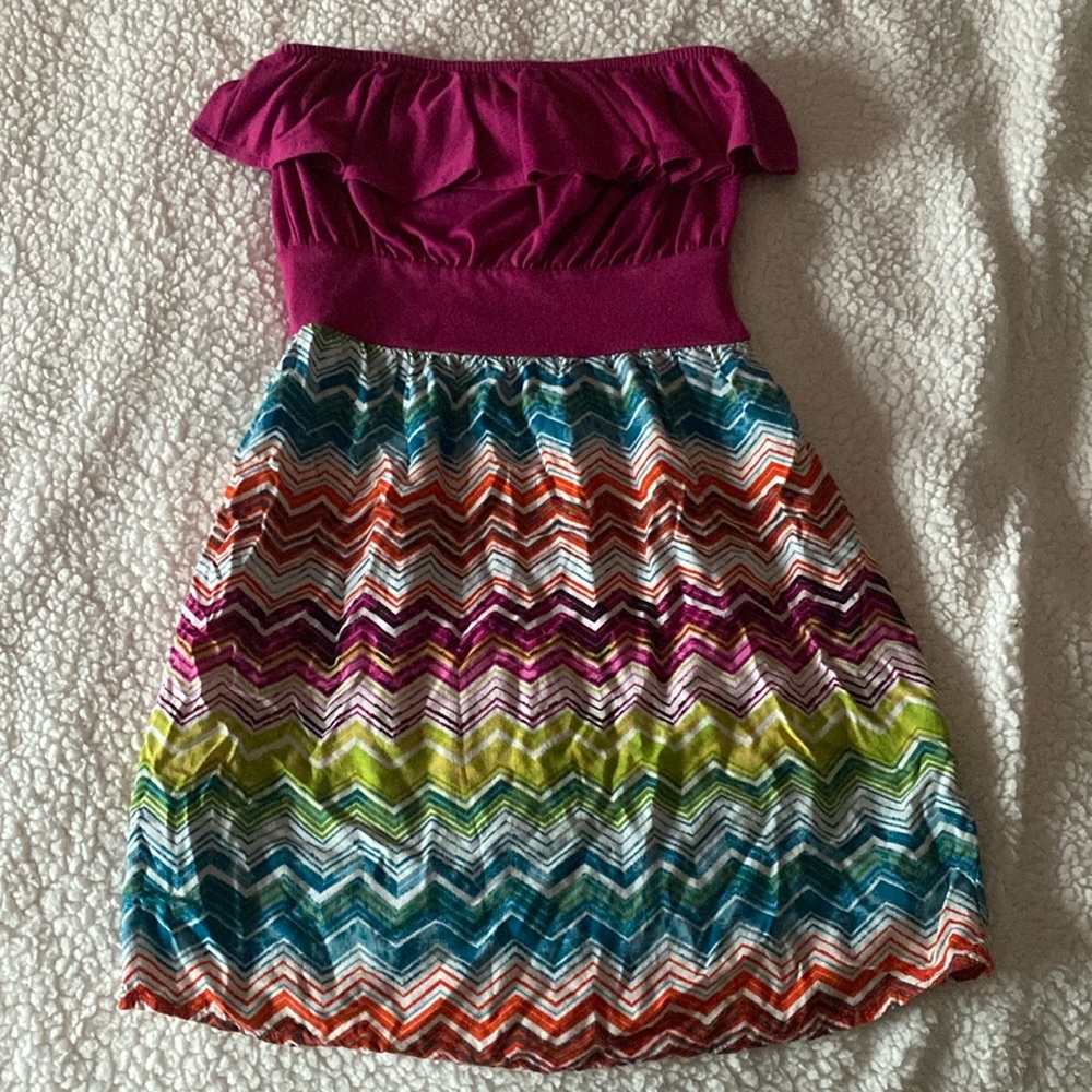 Boho Tube Top Multicolor ZigZag Pattern
